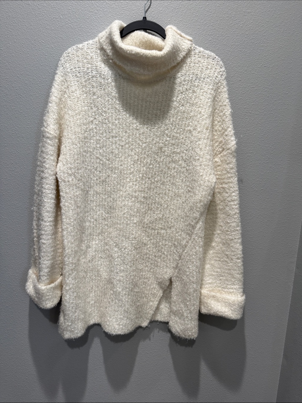 Express Cream Turtleneck Bouclé Sweater
